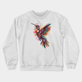 Rainbow Wings: Vibrant Hummingbird Crewneck Sweatshirt